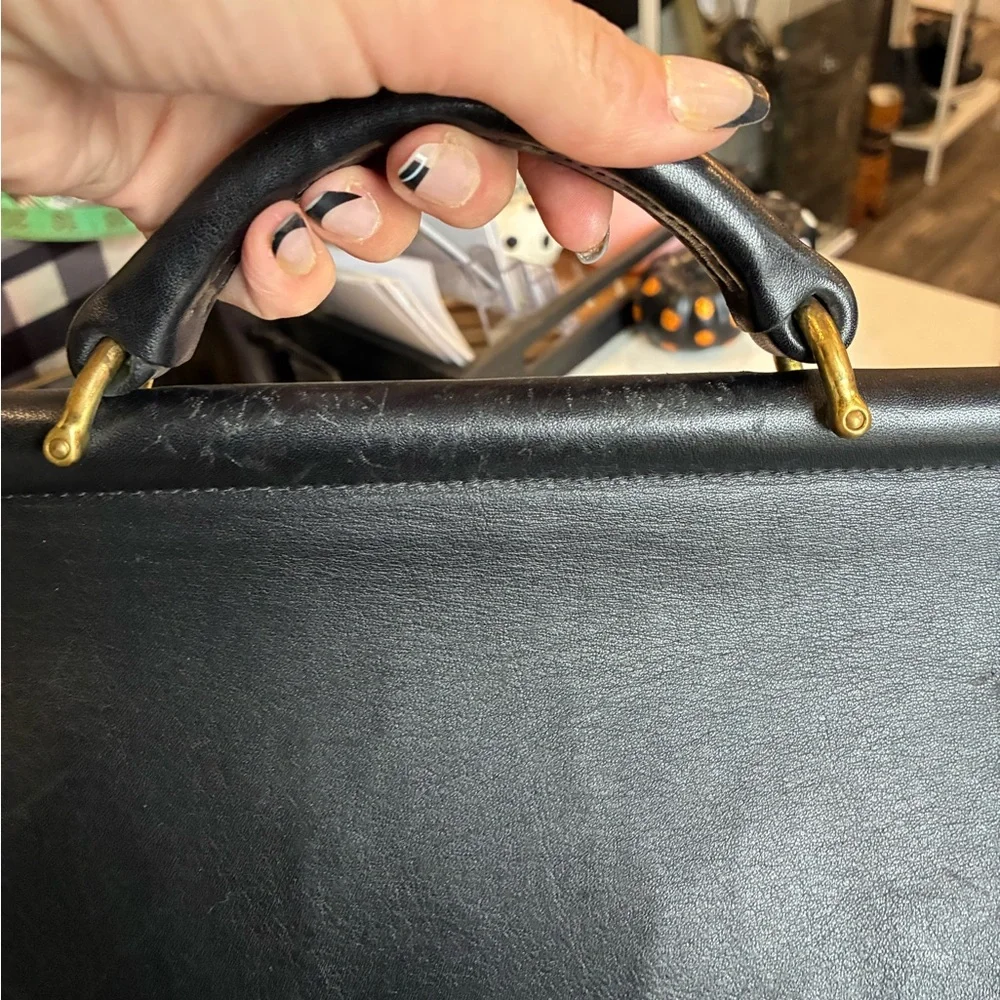 Coach vintage black leather laptop business satchel bag - Picture 7 of 7